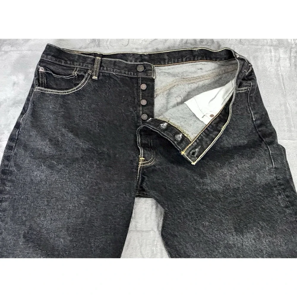 Levi's 501 Mens Black Button Fly Jeans Made in Mexico W42 L30 Actual (40x24) - Picture 6 of 14